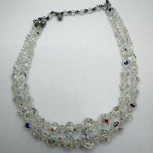 up to 15" Double stranded, faceted Aurora Borealis Crystal necklace!